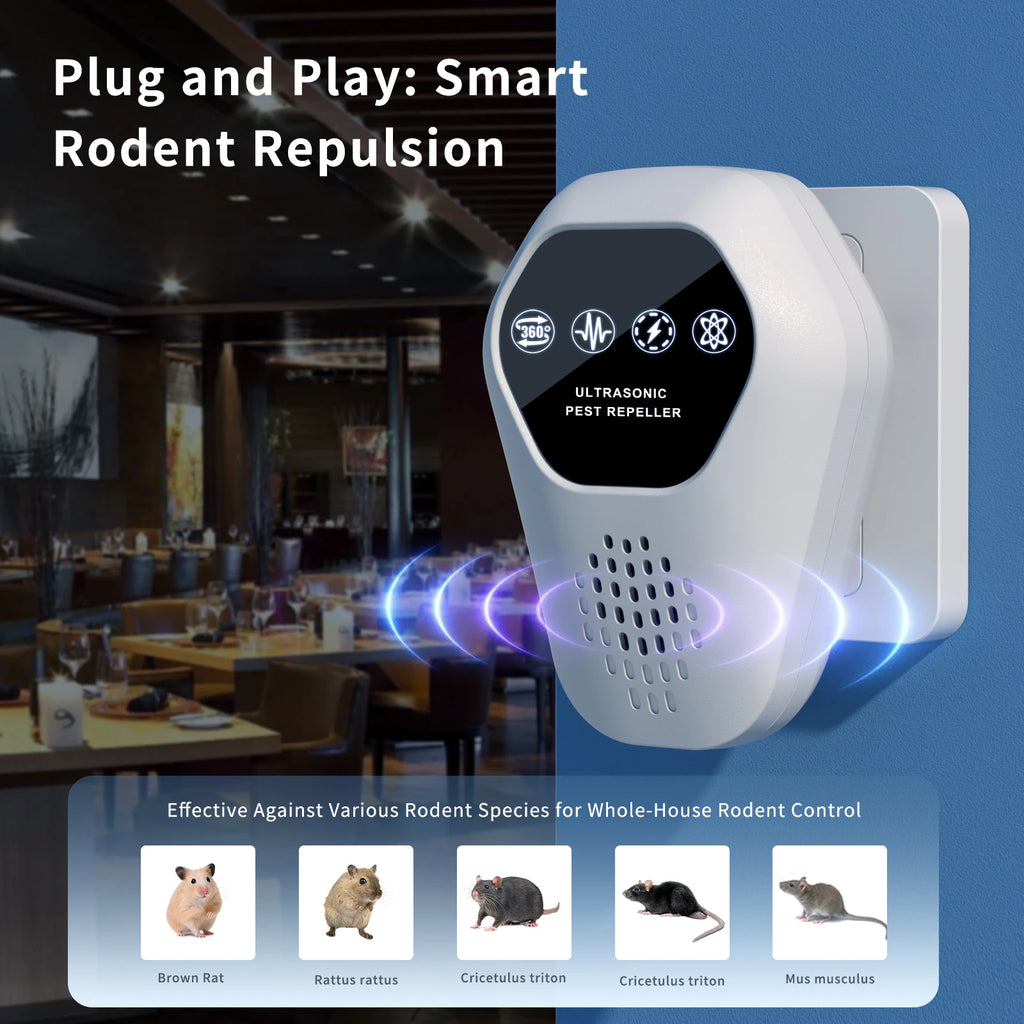 Ultrasonic Mosquito Repeller Rat Repeller Intelligent High-power Warehous Kitchen Variable Frequency Cockroach Pest Repeller New