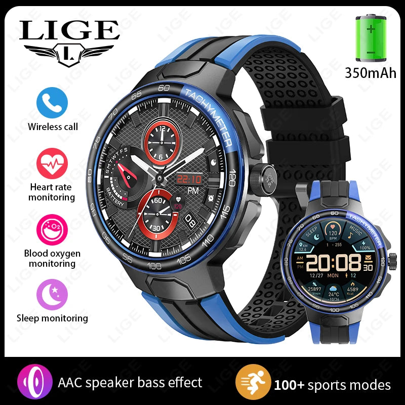 LIGE New Smart Watch Men 2024 NFC Smartwatches Message Remind Waterproof Fitness Sport Watch Bluetooth Call Music Men Smartwatch