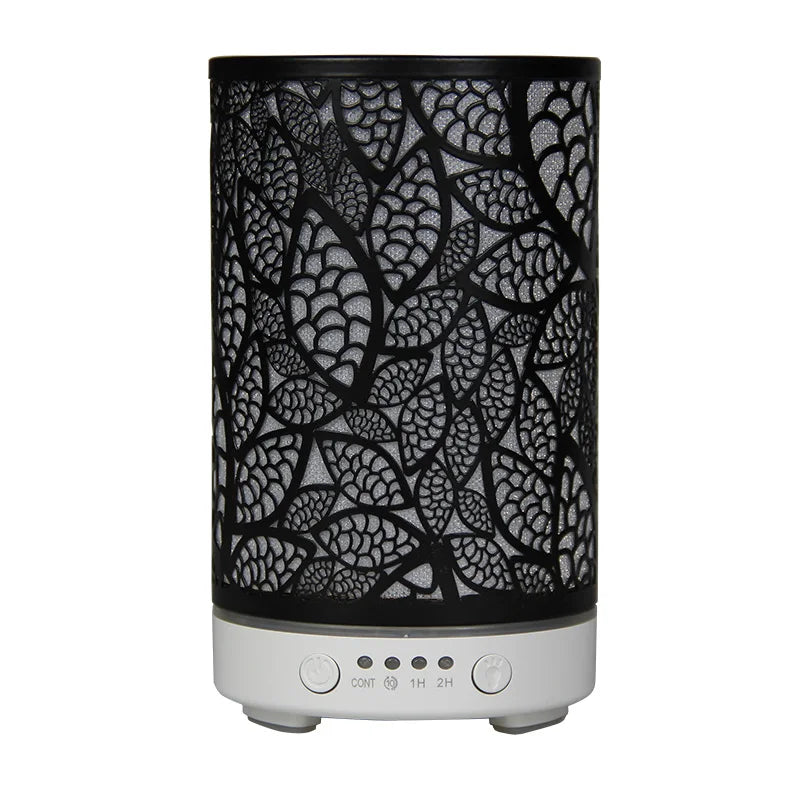 100ML Aroma Diffuser Ultrasonic Humidifier with 7 Color Light, 1H/2H Timer, Auto Shut-Off, Leaf Essential Oil Diffuser for Home