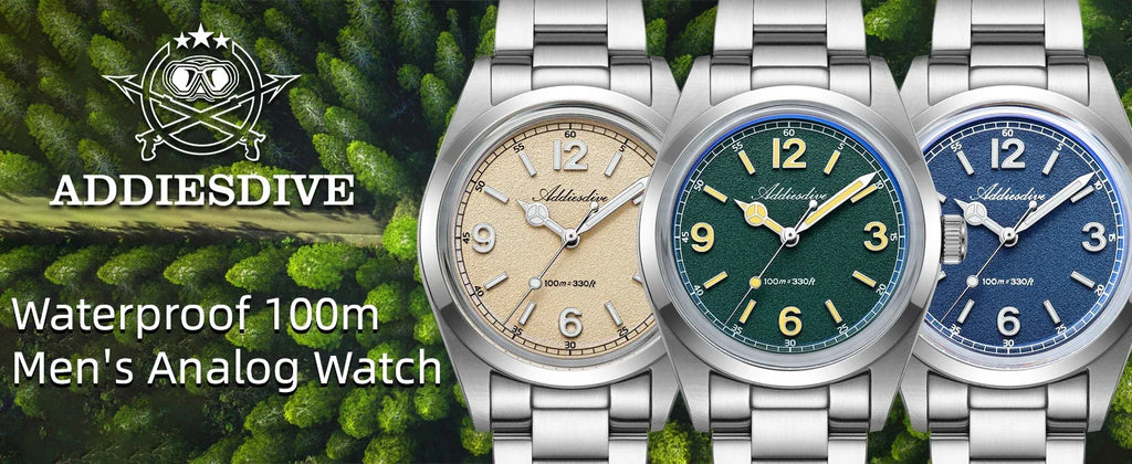 ADDIESDIVE New VH31 Quartz Watches Bubble Glass Retro Elegant WristWatch BGW9/C3 Luminous Waterproof 10Bar Men's Watch AD2518