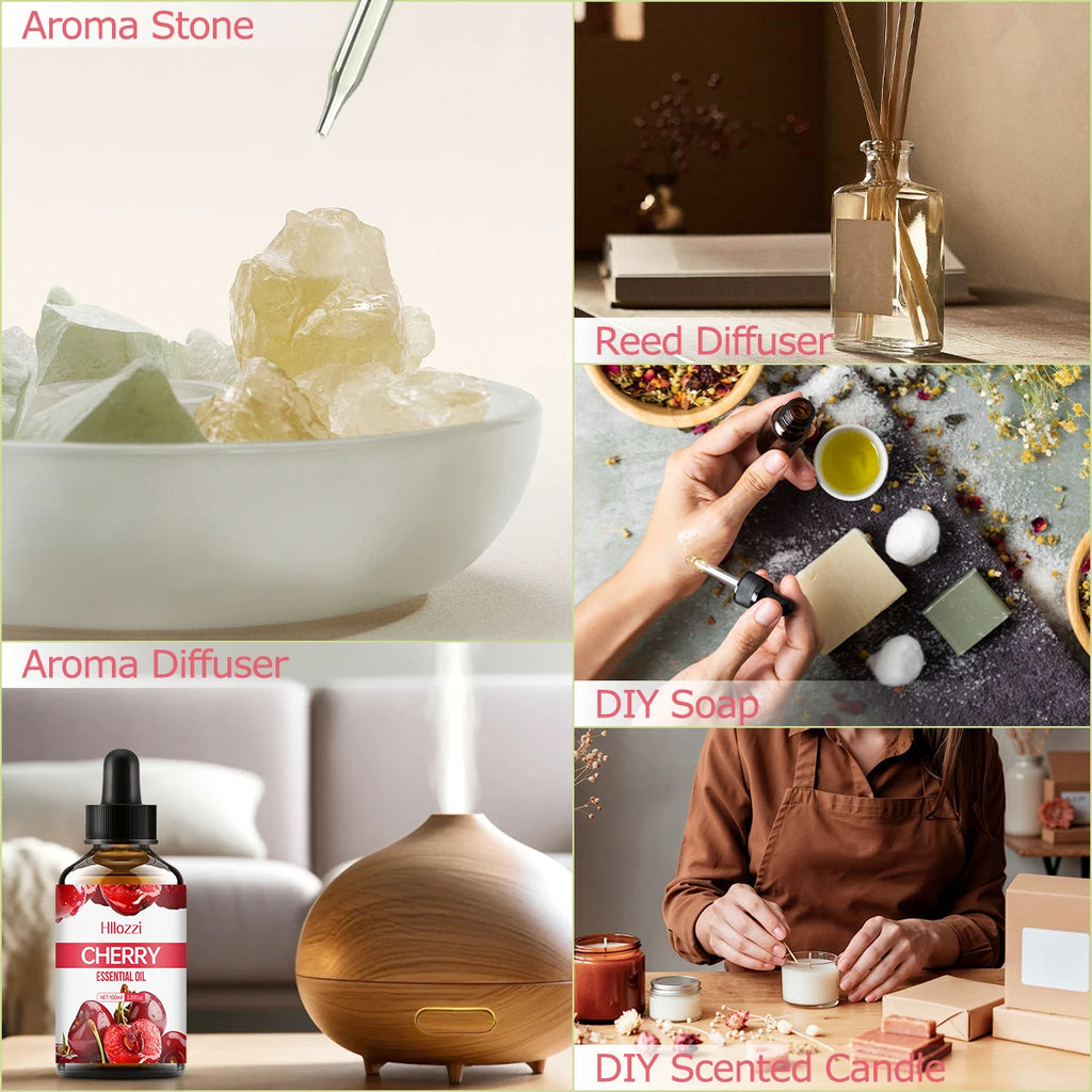 Cherry essential oil can be used in skincare, bath, facial, and diffusers and is suitable for all skin types.