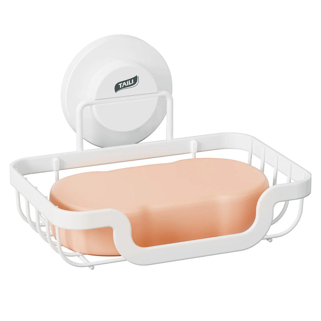 TAILI Soap Holder Bar Soap Dish Suction Cup, Bar Soap Rack for Shower Wall, Draining Soap Saver Tray for Bathroom, Tub, Kitchen