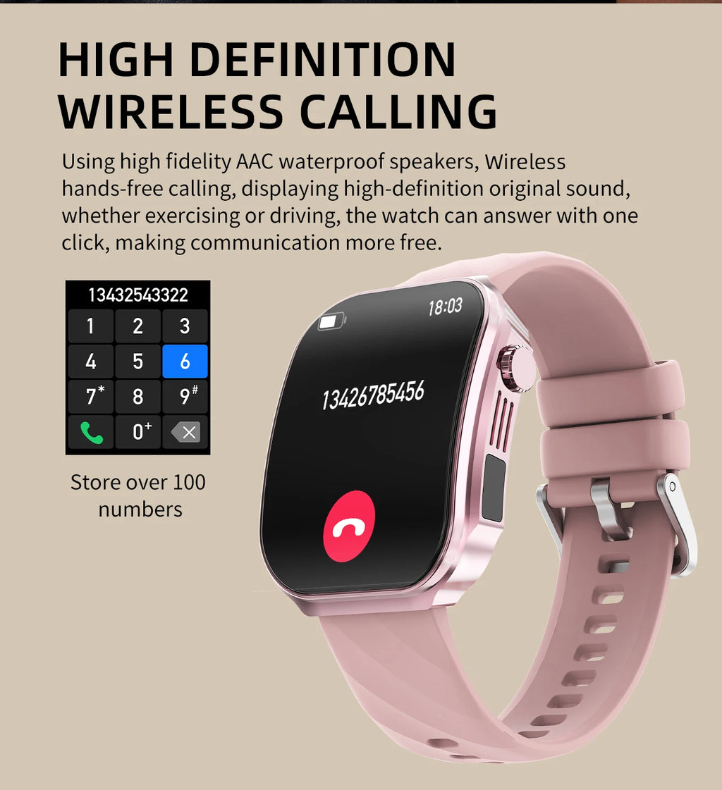3D Curved Screen Smart Watch 2.2" Large HD Display Bluetooth Call Waterproof Flashlight Outdoor Sport Smartwatch Women 2026 New