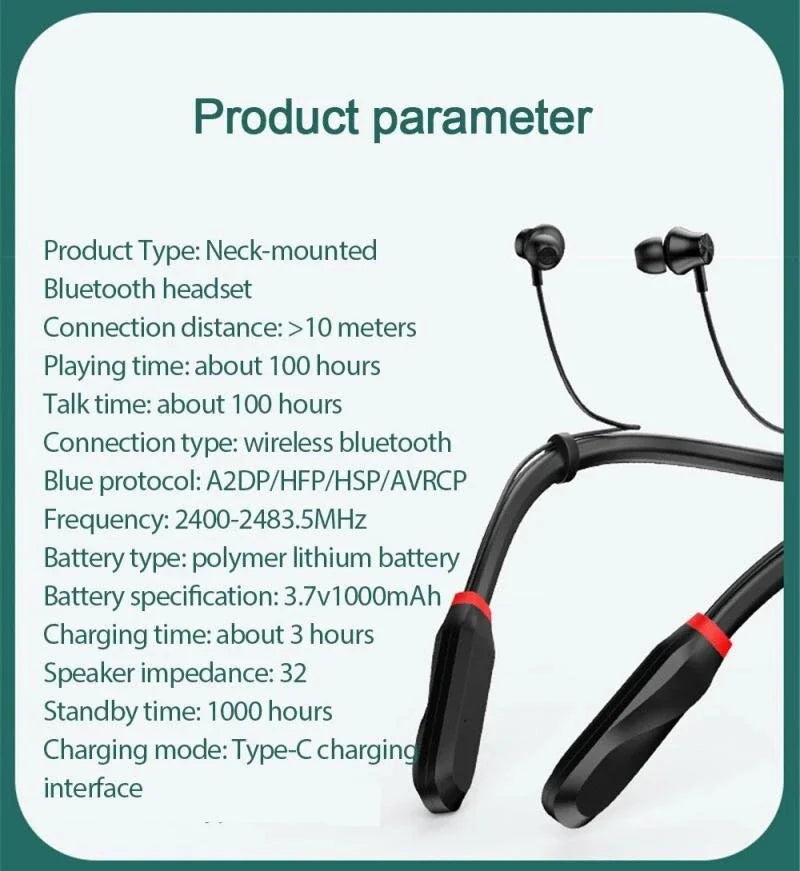 I35 Earphones Bluetooth 5.1 Headphones Sport Earbuds Built-in Mic Neckband Headphone Stereo Earbuds Headset For Running