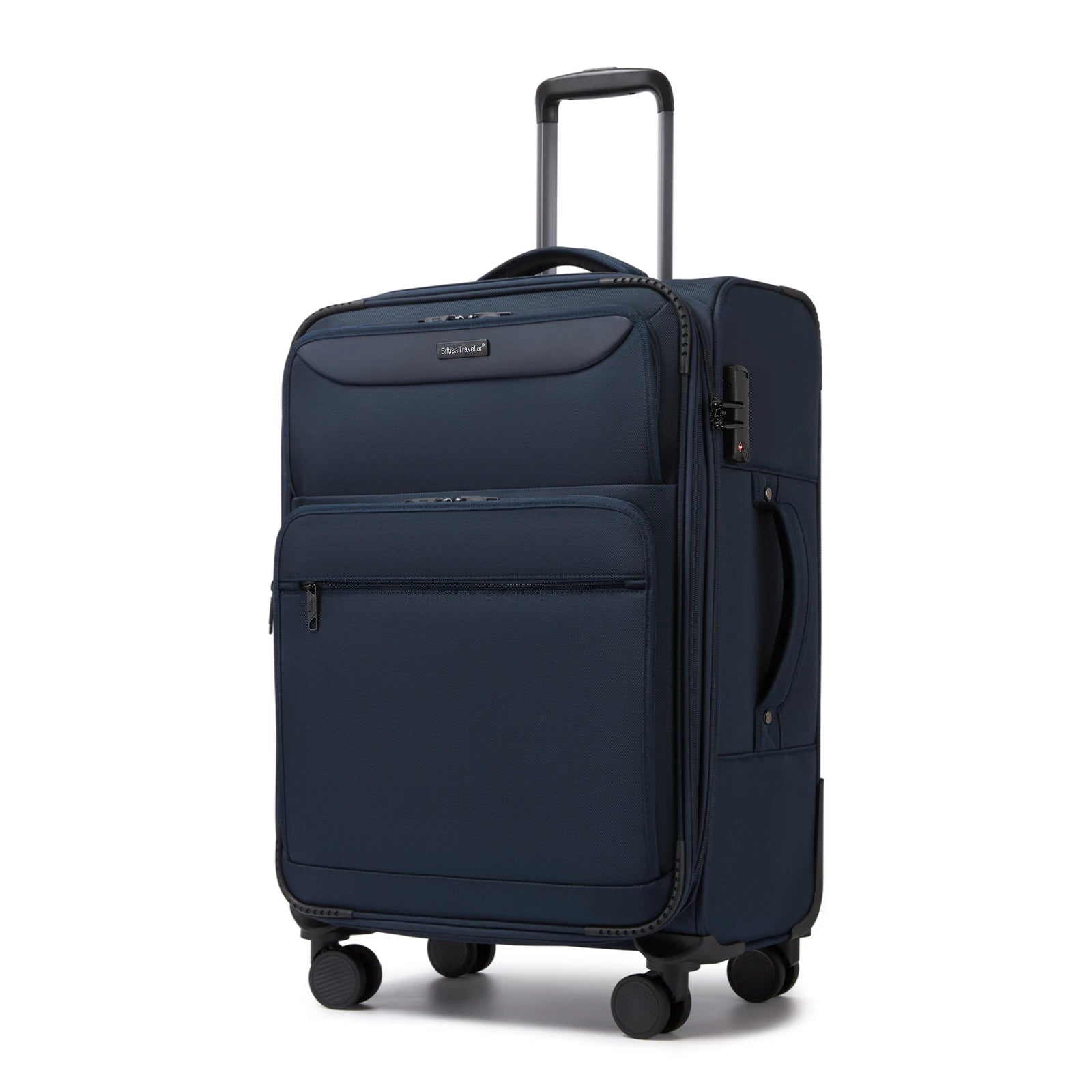 British Traveller - Suitcase Adjustable Handle, 4 Spinner Wheels, Lightweight, TSA Lock - Recycled Polyester Luggage （S/M/L)