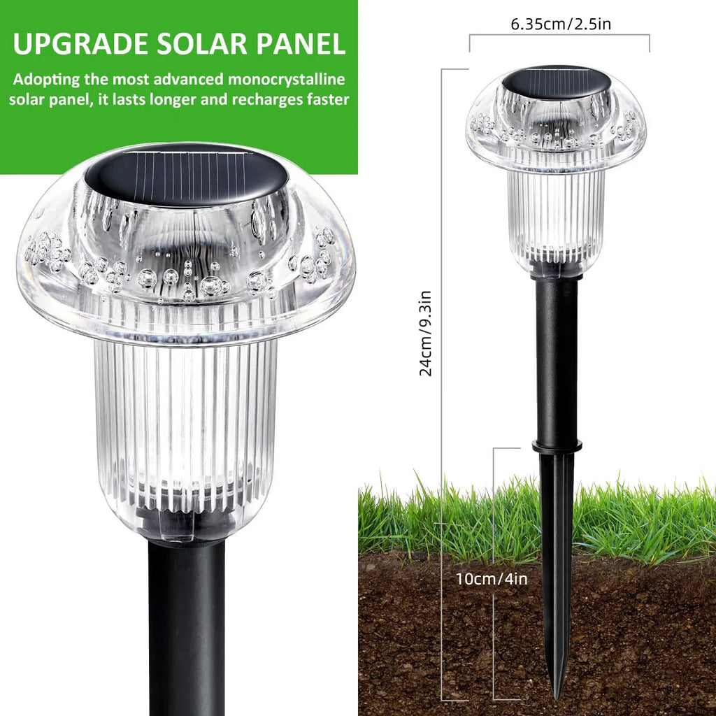 4pcs LED Solar Outdoor Pathway Lights Mushroom Solar Path Walkway Lighting Waterproof For Landscape Yard Lawn Garden Decorative