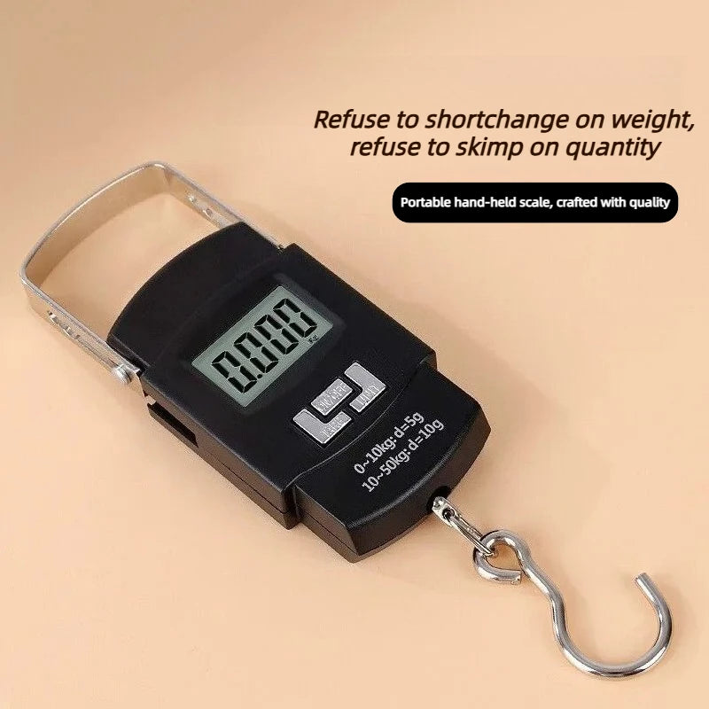 Electronic Kitchen Scale 50kg Capacity, LCD Digital Readout, Compact Hook Scale for Kitchen, Travel and Shipping Use