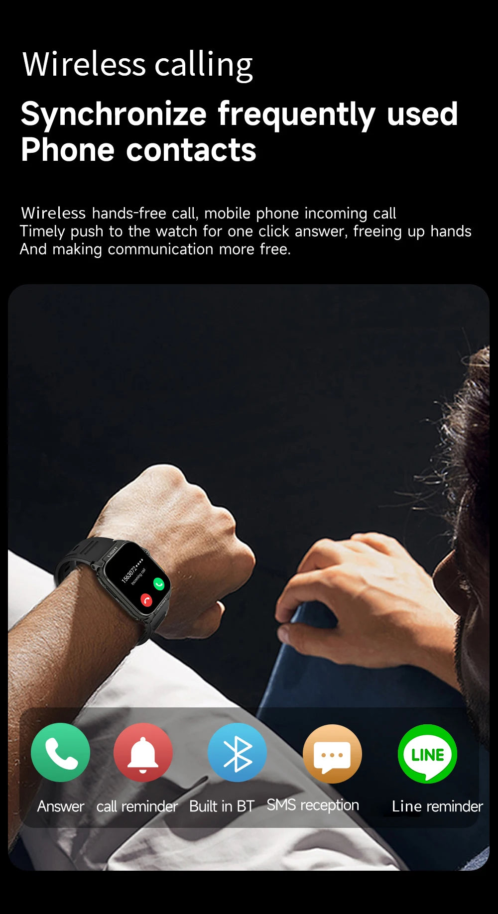 LIGE New 1.91 inch Super Ultra Watch Bluetooth Smart Call Men's Watch Tracker Blood Pressure Heart Rate Monitor Sport Smartwatch