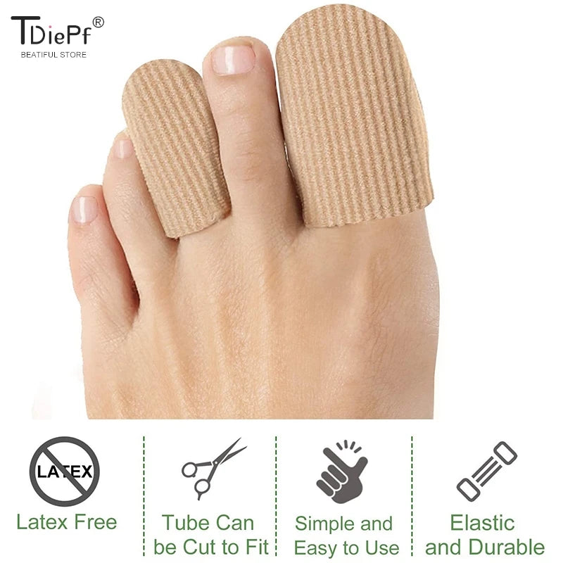 1Pc Toe Tube Corrector Bunions Corn Foot Pain Relief Orthotics Fabric Toe Tube Cover Protector Finger Toe Separator Hallux Valgu
