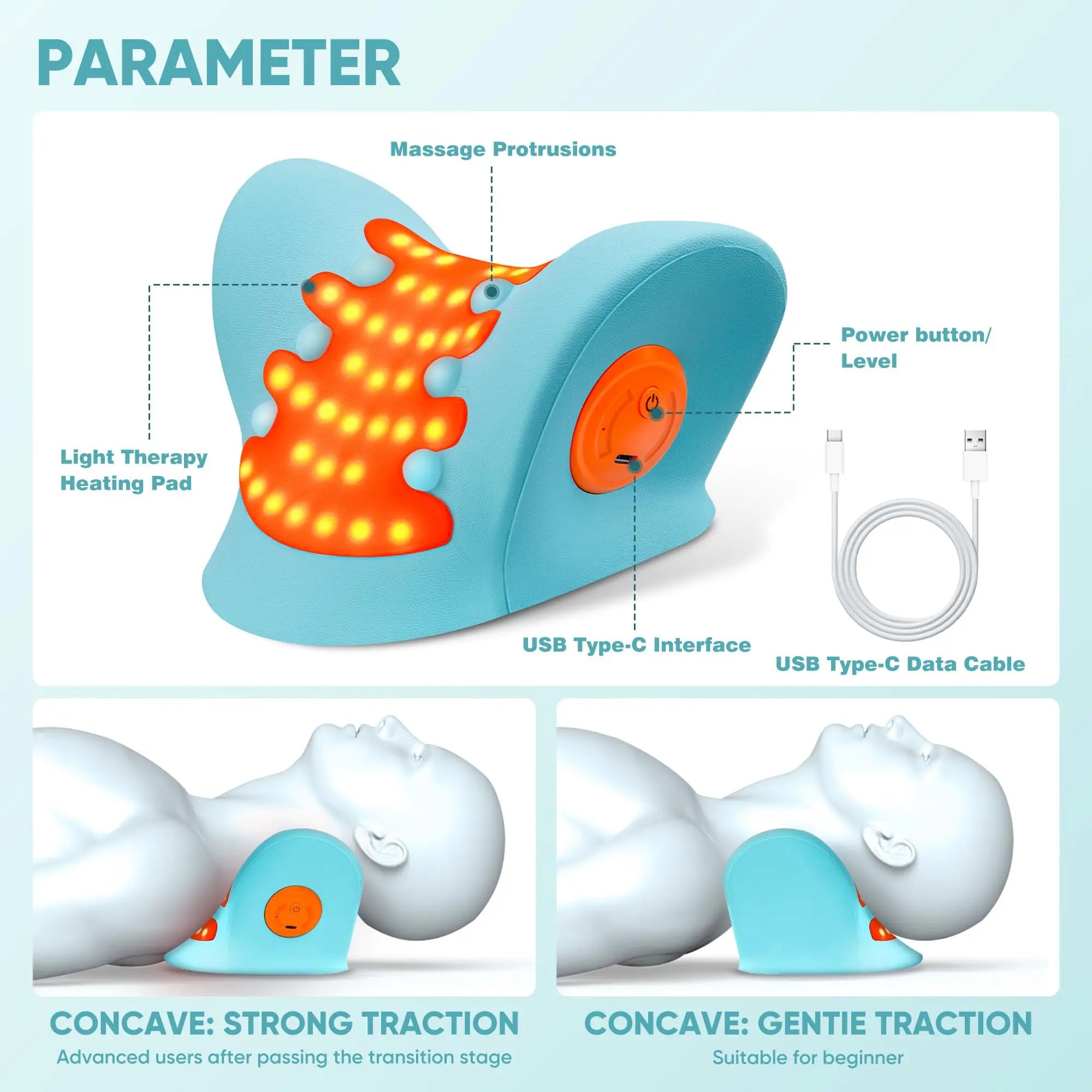 Portable Cervical Massager for Adult Cervical Repair Traction Neck and Head Acupoint Massage Pillow