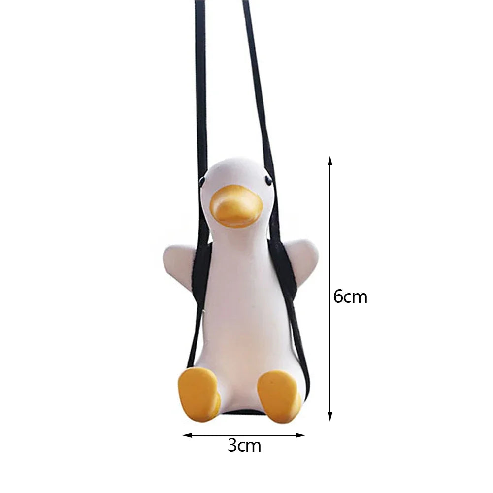 Gypsum Cool White Swing Duck with Sunglasses Automoblie Decor Car Rearview Mirror Ornaments Creative Duck Auto Decoration