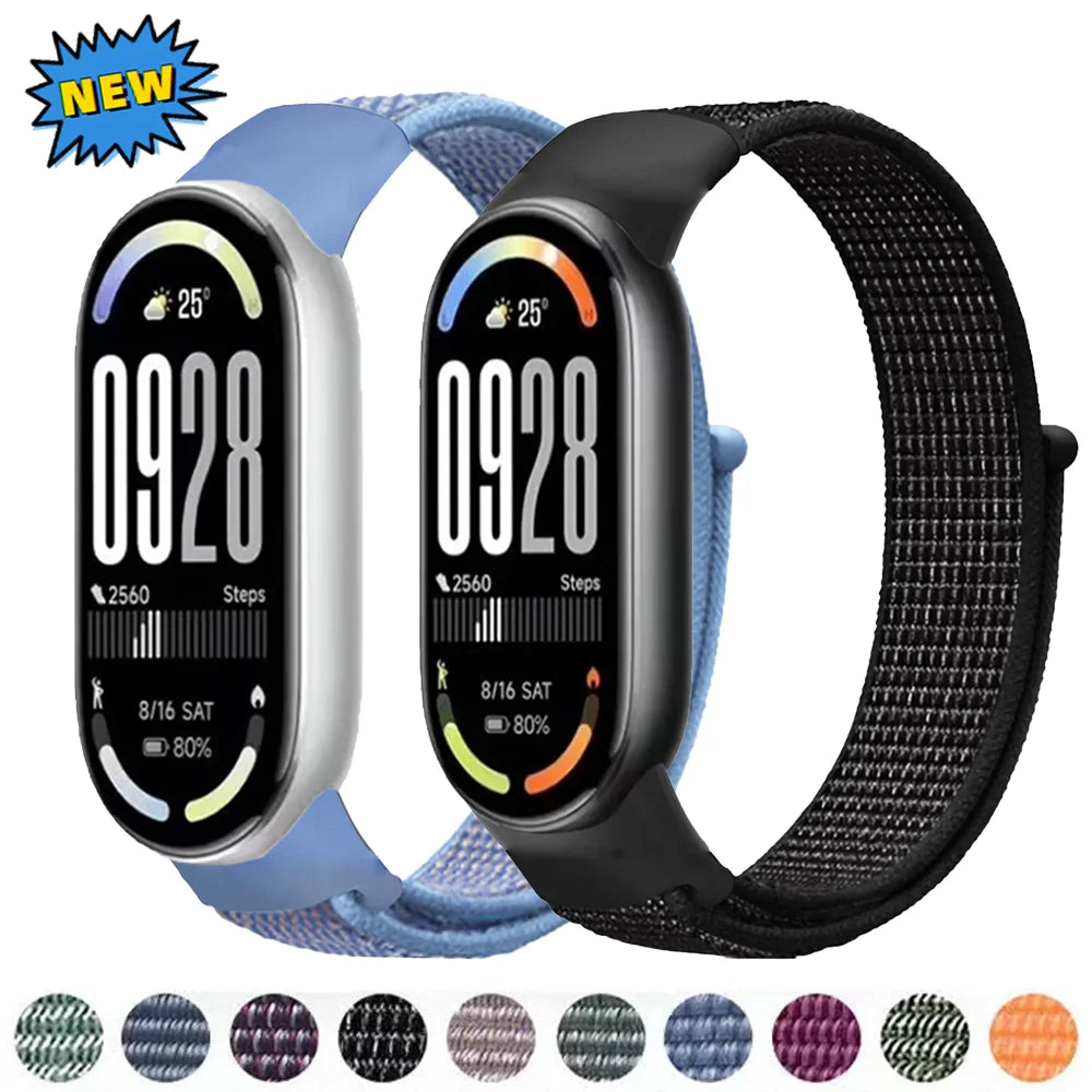 Nylon Loop Strap for Xiaomi Mi Band 10 9 8 Sports Breathable Bracelet Wristband Watchband for Mi Band 10 9 8 Correa Accessories