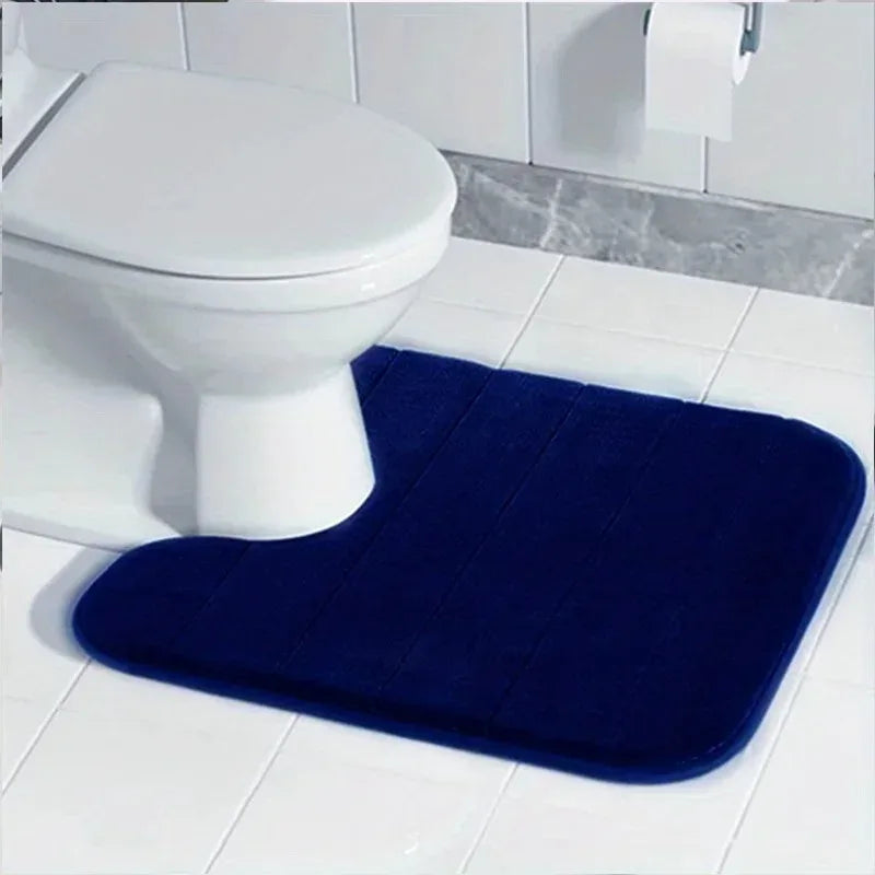 Memory Foam U-Shaped Toilet Seat Cover Anti-Skid Super Absorbent Bathroom Carpet Non-Slip Bath Mat for Bathroom Decor