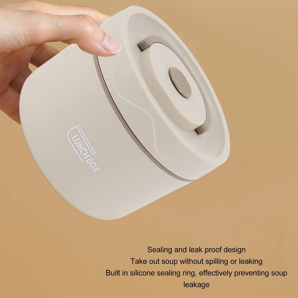 550ml Stainless Steel Insulated Bento Lunch Box Stackable 2 Tier Round Bento Lunch Box Stainless Steel Leakproof Food Container