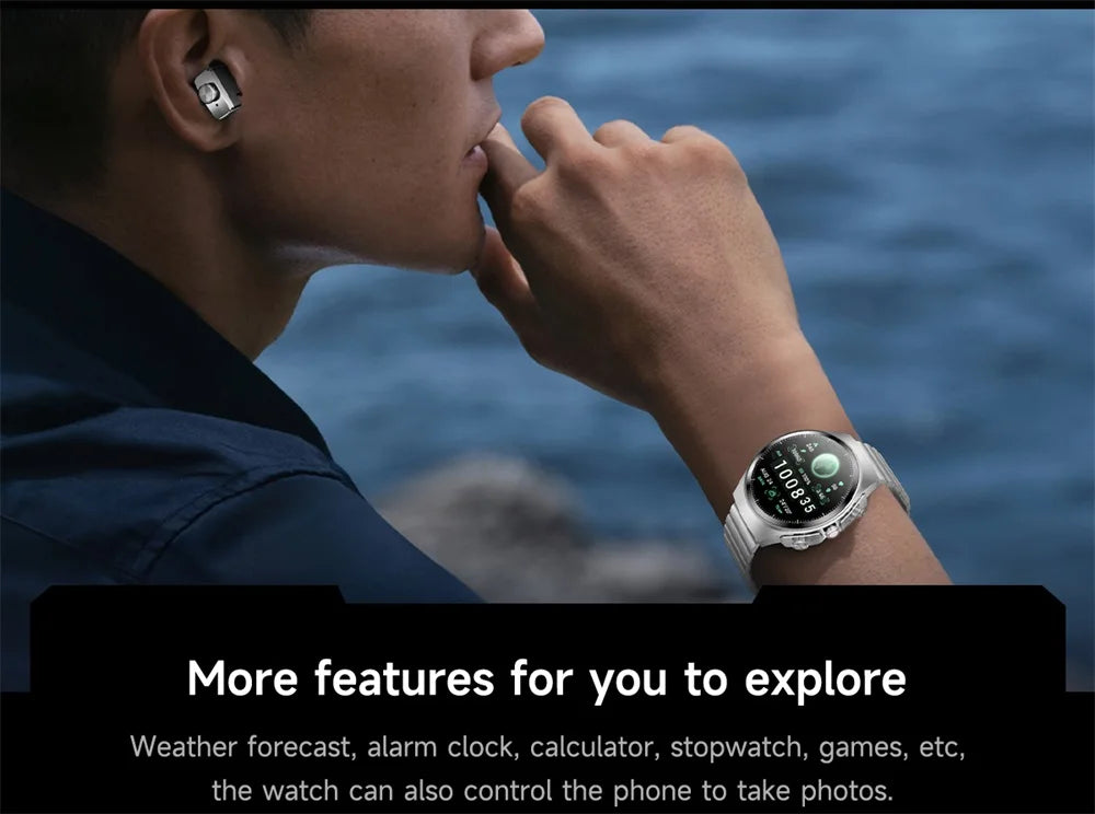 Music Smartwatch With Built-in Headphones Heart Rate Health Monitor 1.43-inch AMOLED HD Screen Men's Watch Women Sports Modes