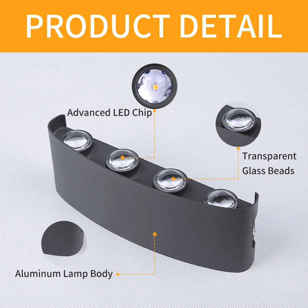 LED Wall Light AC110V-220V Outdoor Waterproof Home Decoration Up Down Wall Interior Lamp Living Room Bedroom Stairs Lighting
