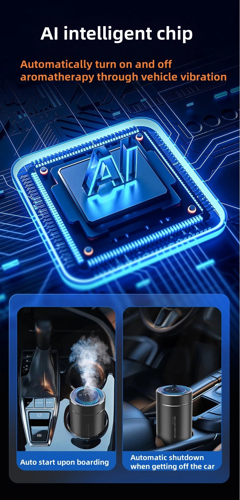 New Car Starry Sky Light Intelligent Aromatherapy Machine Starry Sky Top Humidifier for Light Fragrance and Odor Removal
