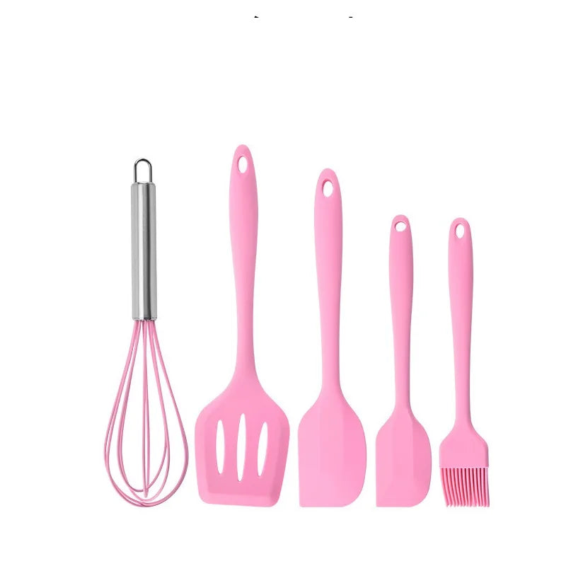 5 Pieces Cooking Utensils Silicone Baking Set Cooking Utensils Rubber Kitchen Utensils Baking Cooking Mixing Tools