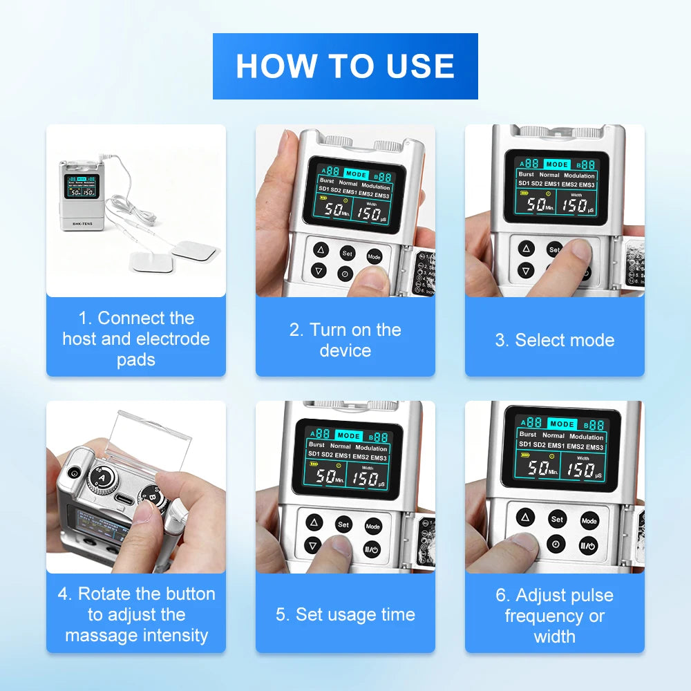 40-Level TENS Unit Muscle Stimulator Electronic Pulse Massager Dual Channel EMS Machine for Back Pain Relief & Muscle Therapy