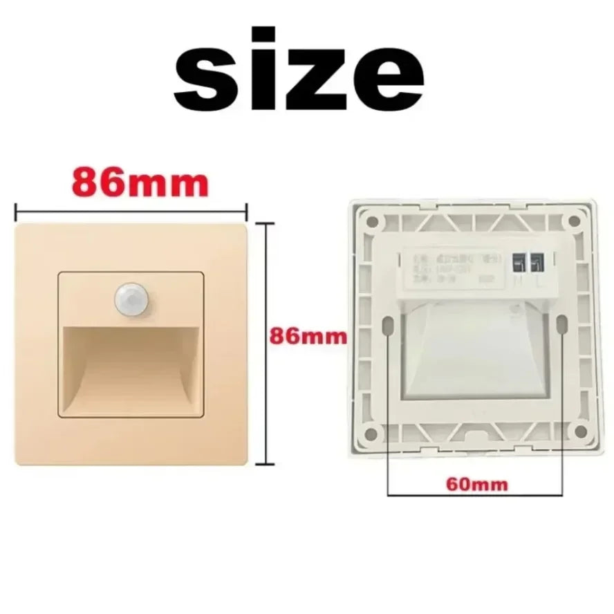 2~1PCS Led Stair Light PIR Motion Detector Sensor 220V Infrared Human Lamp Recessed Steps Ladder Staircase Bedroom Night Light