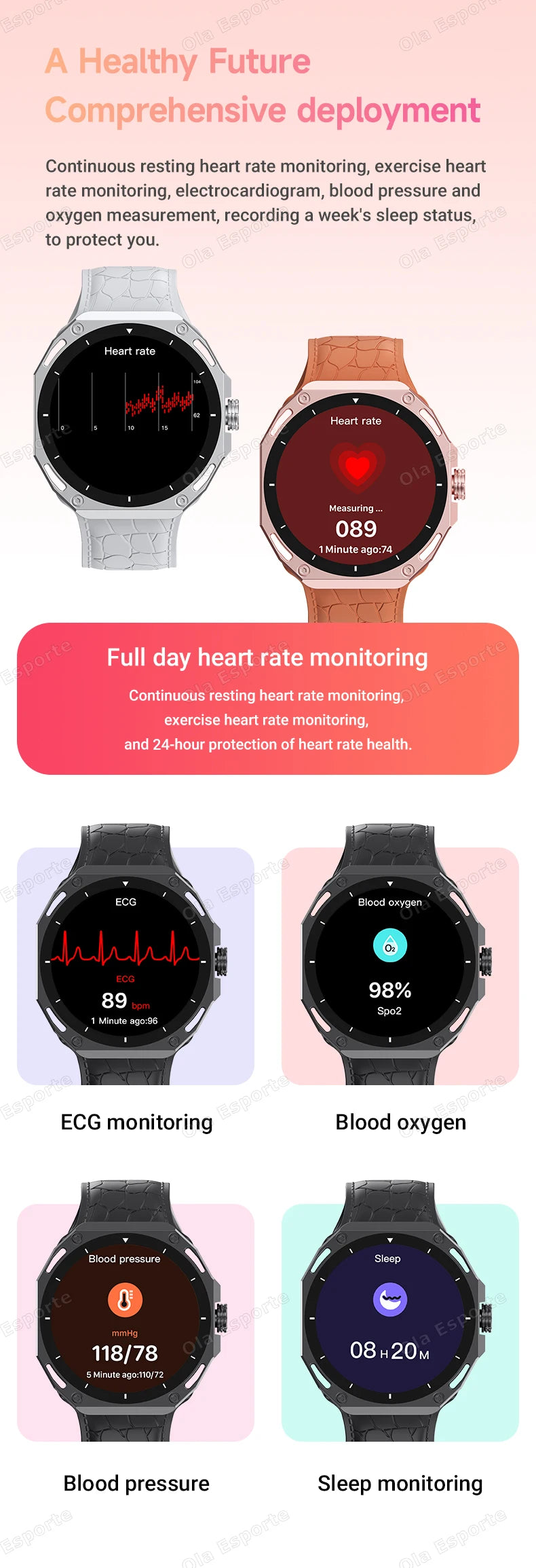 Smartwatch 1.52" AMOLED Screen GPS Track NFC Smart Wartch Waterproof Bluetooth Call Health Monitor Sports Men Women Holiday Gift