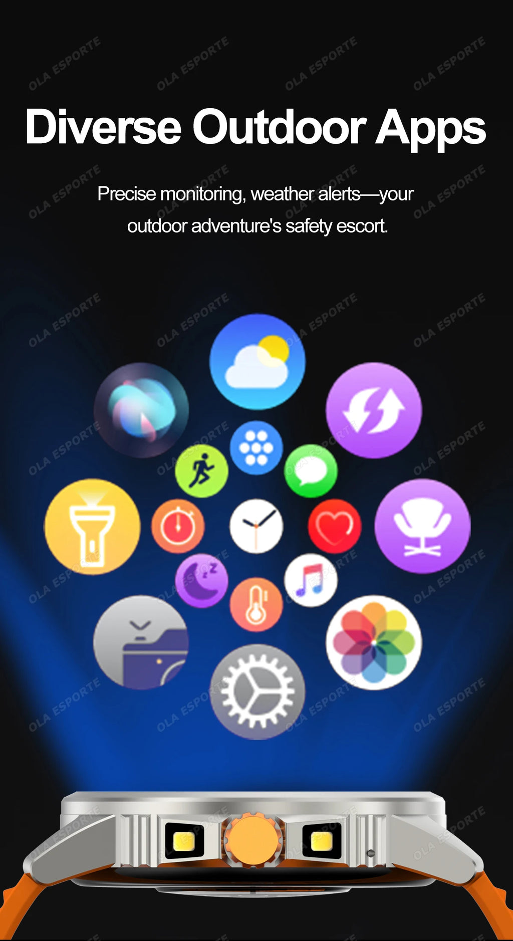 2025 New Men's GPS Sports Smart Watch 1.53'' AMOLED Display LED Flashlight Heart Rate Bluetooth Call 5ATM Waterproof Smartwatch