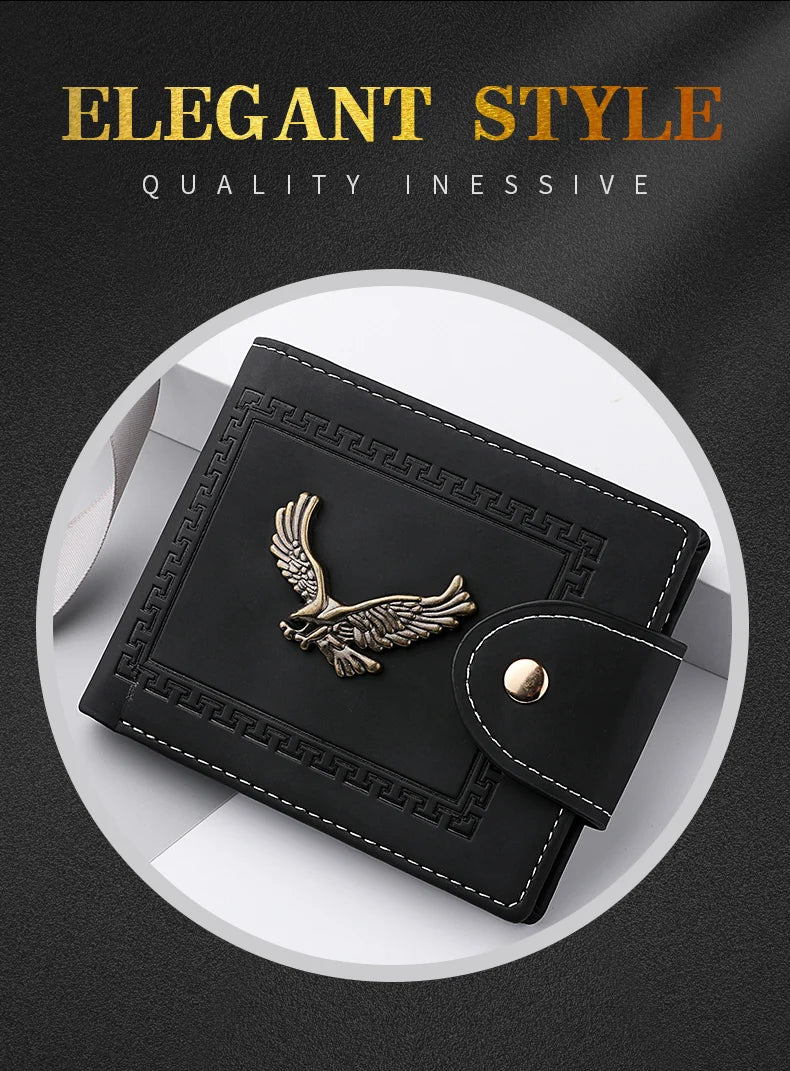 Men's Wallet Men's Short Wallet Youth Fashion Personality Pu Leather Credit Card ID Card Holder Wallet Folding Wallet