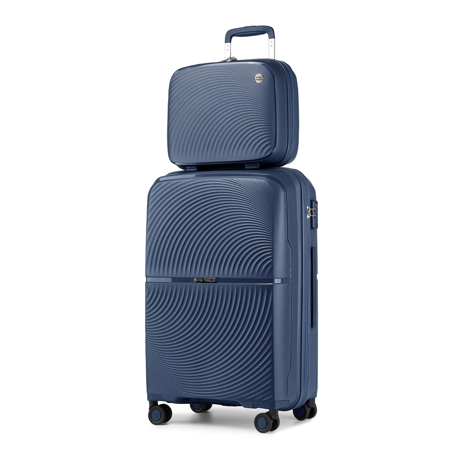 British Traveller 2 Piece Luggage Set 14+20 Inch, PP Hard Shell Suitcase with TSA Lock & Silent Spinner Wheels, Portable Carry-On Luggage for Business & Short Trips