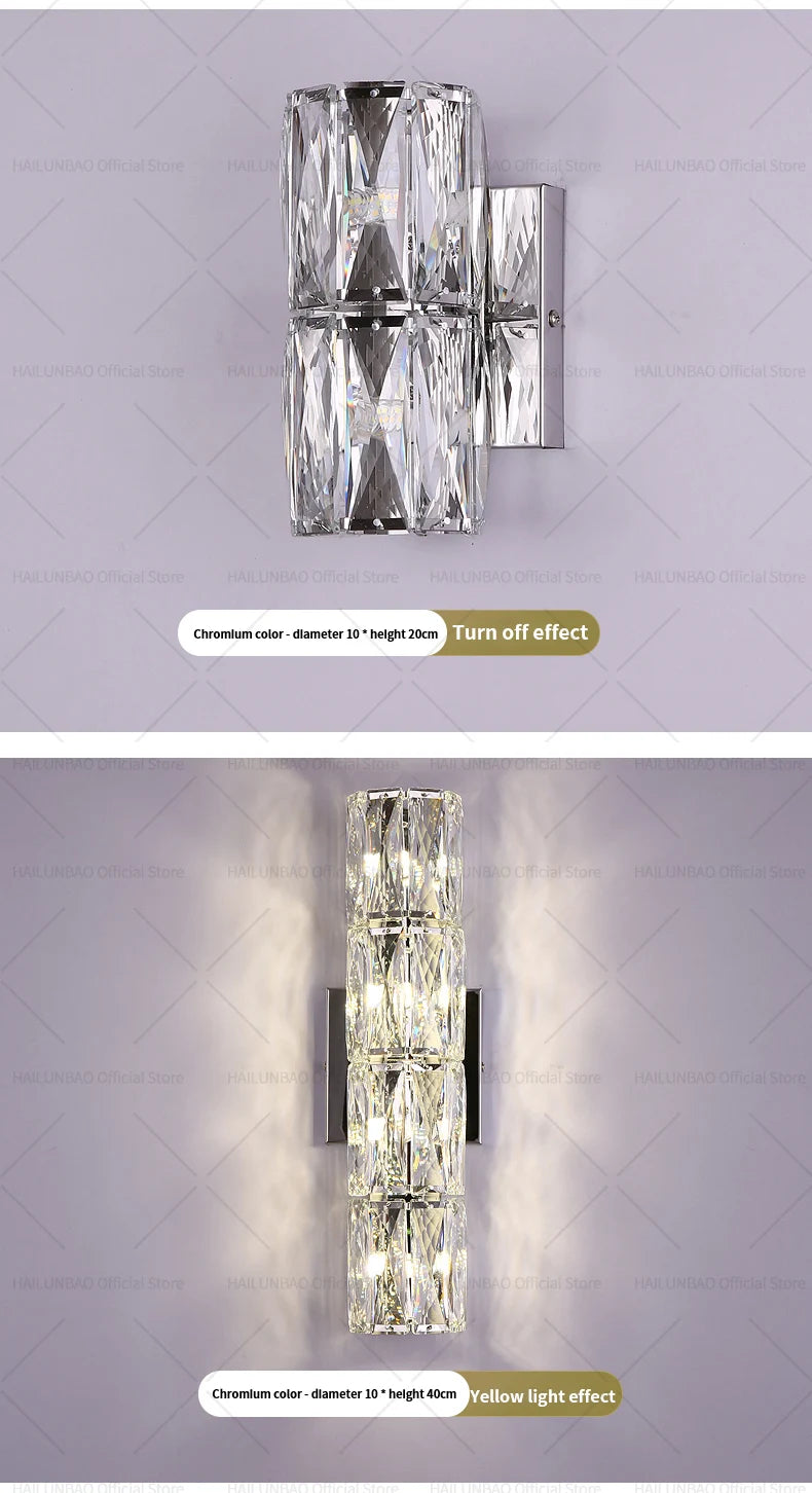 Light Luxury Crystal Wall Lamp Creative Villa Living Room TV Background Wall Lamp Network Red Modeling wall Bedroom Bedside Lamp