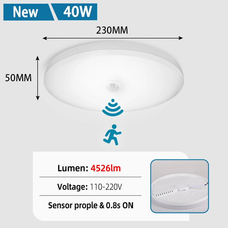 220V PIR Motion Sensor Ceiling Lamp 110V 220V Motion Detector Modern Ceiling Lighting For Corridor Garage Stair Balcony