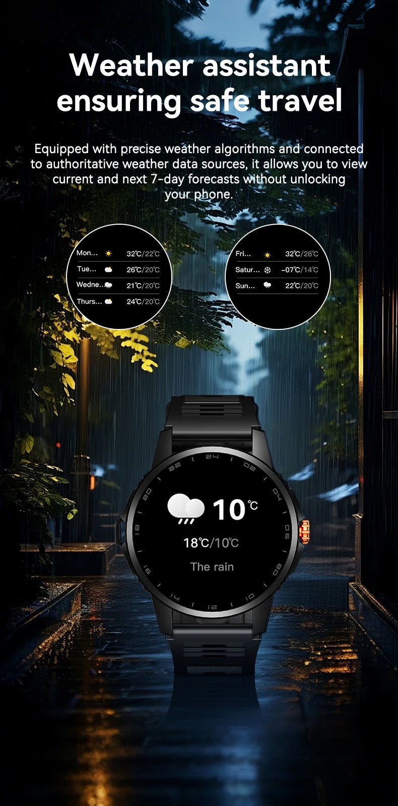 2026 Men's Smart Watch LED Outdoor Flashlight Bluetooth Call Multifunctional Sports Fitness Tracker Large Capacity Battery