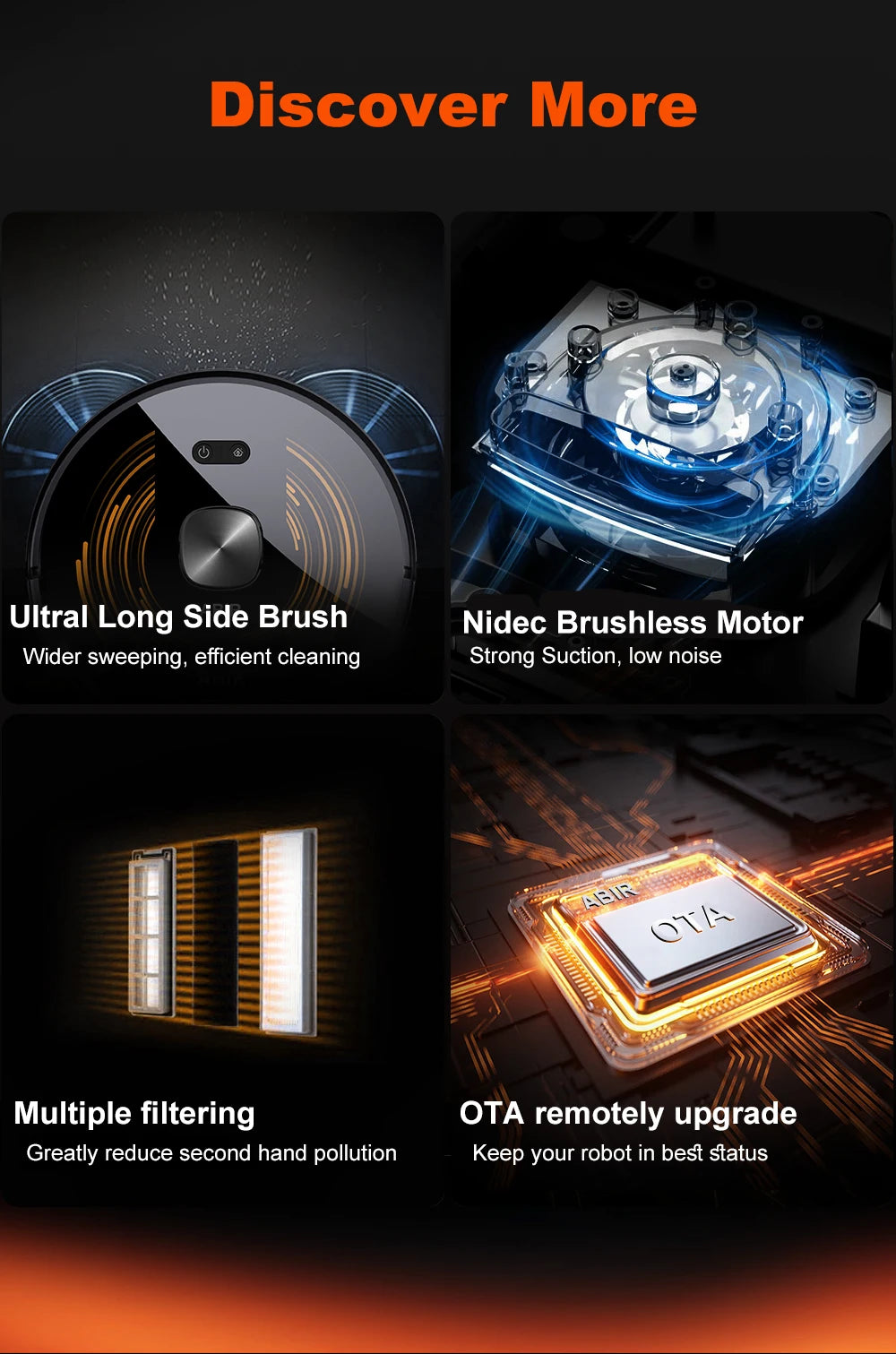 Robot Vacuum Cleaner ABIR X9,Laser Lidar,6500pa Suction,UV Cleaning, Multi-Floor Map,APP Restricted Area,Smart Home Wet Dry Mop