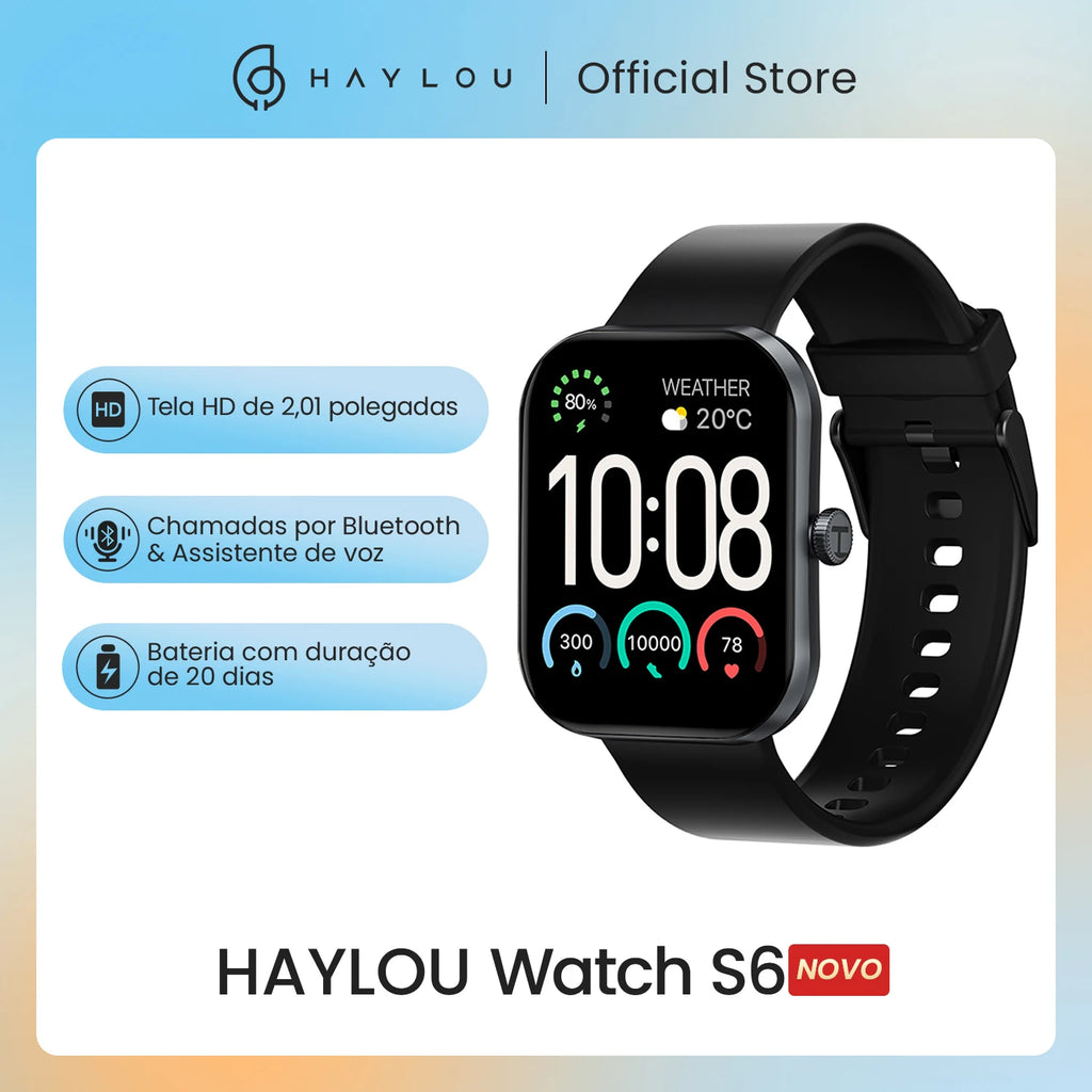 HAYLOU Watch S6 Smartwatch 2.01" HD Display Smart Watch Bluetooth Voice Callings IP68 Waterproof Fitness Tracking Smartwatch