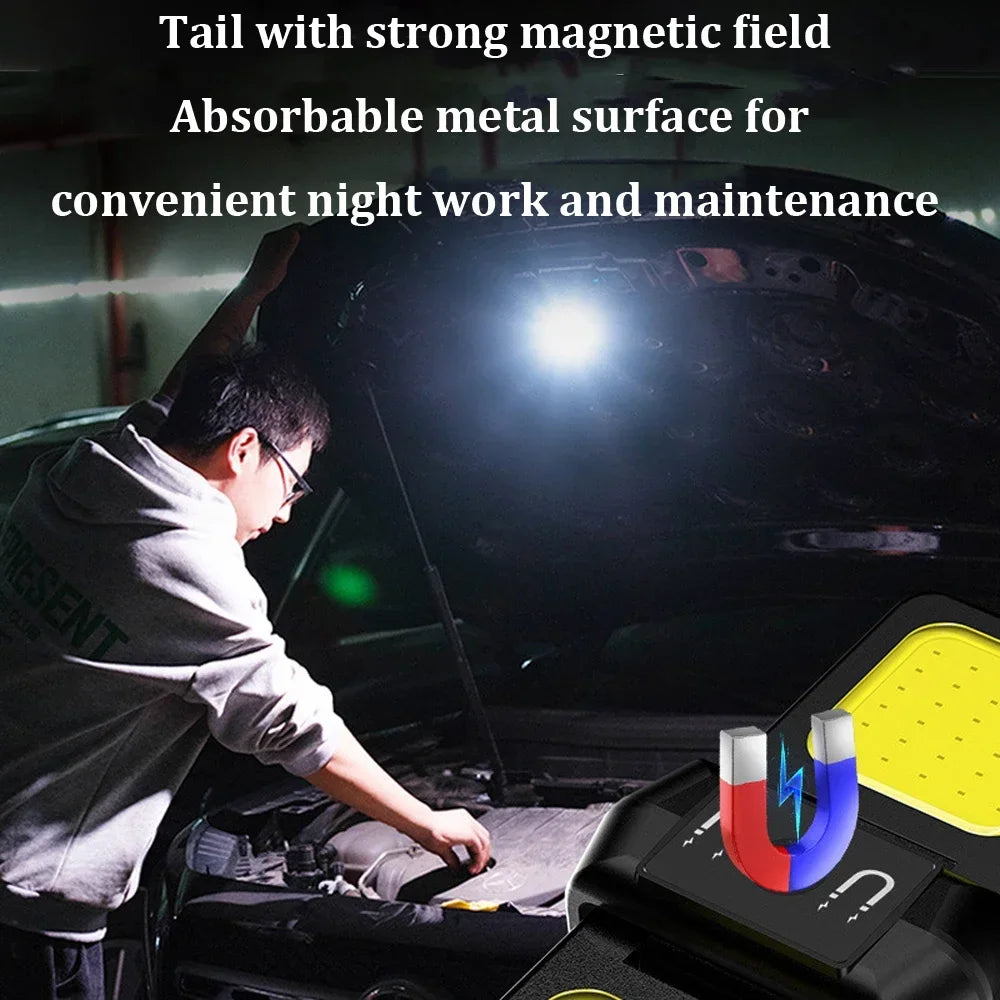 Mini Flashlight Keychain Light COB Work Light USB Rechargeable Lamp with 90° Foldable Side Lights Super Bright Portable Lanterns
