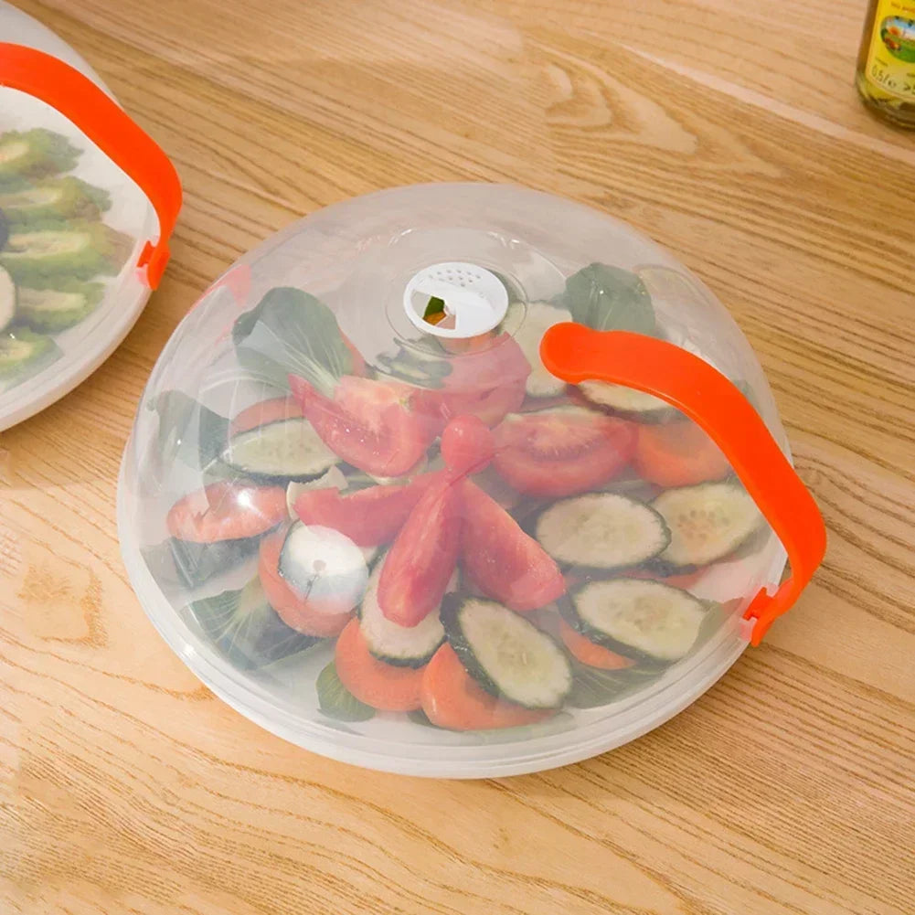 Microwave Food Splash Guard High Temperature Resistant Food Heating Cover with Steam Vent and Handle Transparent Plate Cover