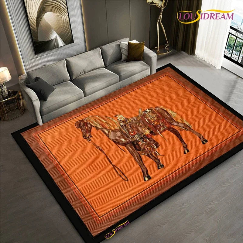 Fashion Ethnic Frame Horse Carpet Living Room bedroom yoga rugs kitchen Door Kids Un-Slip Mats Alfombra birthday gift Poster Mat