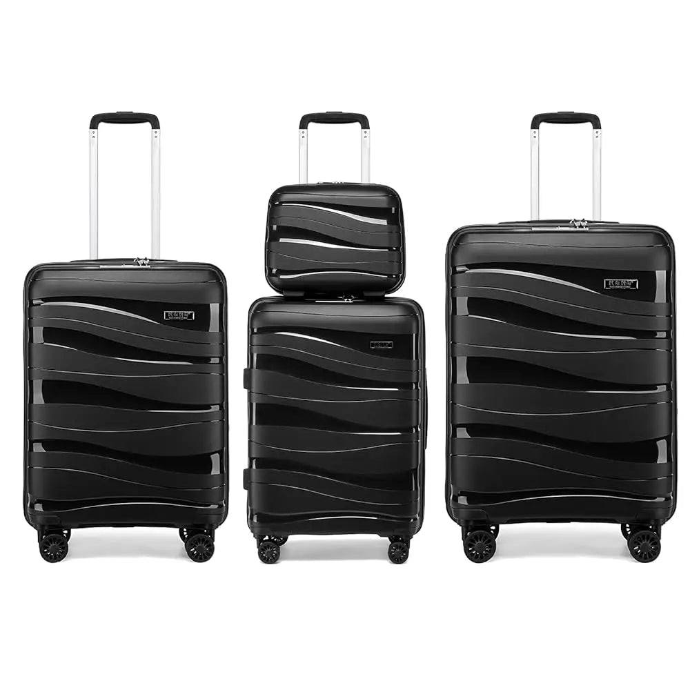 Kono Luggage 4-Piece Lightweight Polypropylene Hard Shell Suitcase Set with TSA Locks & Spinner Wheels - 14"/20"/24"/28"