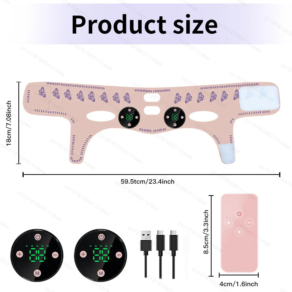 EMS V-Shaped Face Machine Double Chin Reducer, Electric Facial Massager Face Lifting Device with 5 Modes 19 Intensity Levels