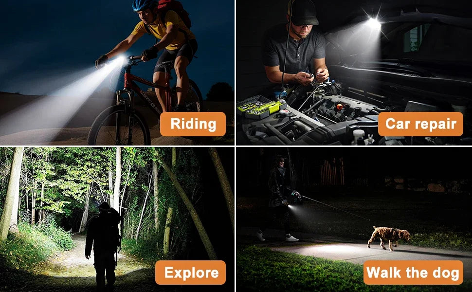 Mini Keychain Flashlight Rechargeable Pocket COB Working Light Outdoor Hook Emergency Warning Light for Camping Walking Hiking