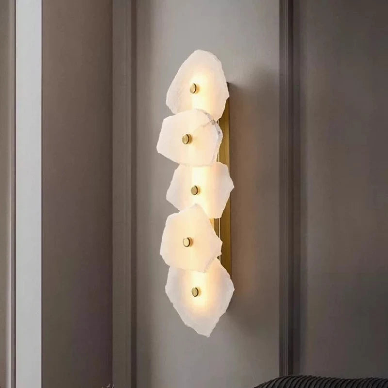 Modern Natural Marble All Copper LED Wall Lamp Dining Room Bedroom Bedside Living Room Indoor Creative Decoration Wall Light
