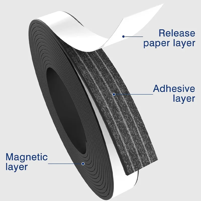 10/1m Strong Magnetic Tape Self Adhesive Magnetic Strips Flexible Tapes for Home Office DIY Photos Poster Fixed Rubber Magnets