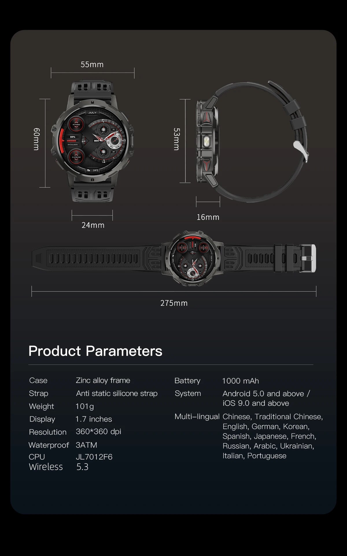 LIGE 2025 Military Grade 1000mAh Battery Smart Watch Men 3ATM Waterproof Bluetooth Call Men Sports Health Monitoring Smartwatch