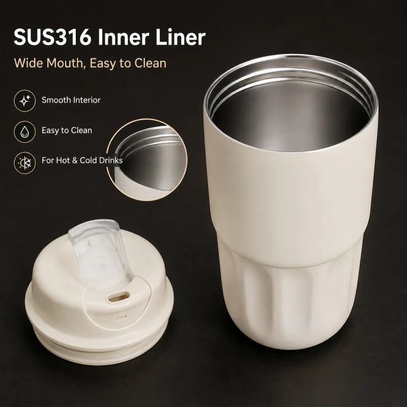 260ML 450ML SUS316 Thermal Coffee Mug Leakproof Portable Travel Tumbler with Lid Stainless Steel Cup for Car Work Hot Cold Drink