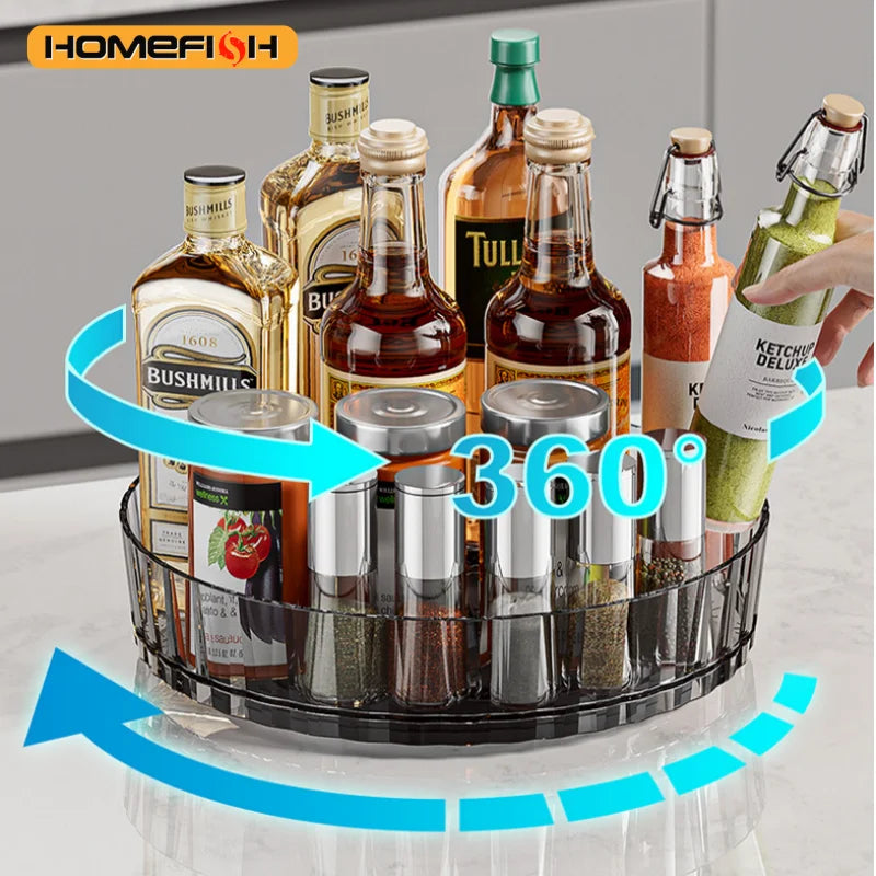 Multi-Purpose Rotating Spice Rack - Efficient Countertop Storage for Kitchen Bathroom