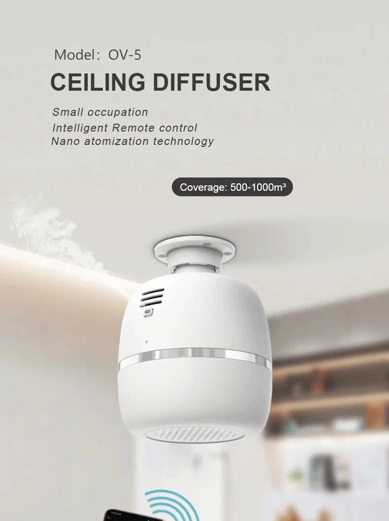 Large Area Fragrance Diffuser 1000m³ Ceiling Aroma Diffusor Auto Timer Function Device For Hotel Home Air Fragrant Atomizer