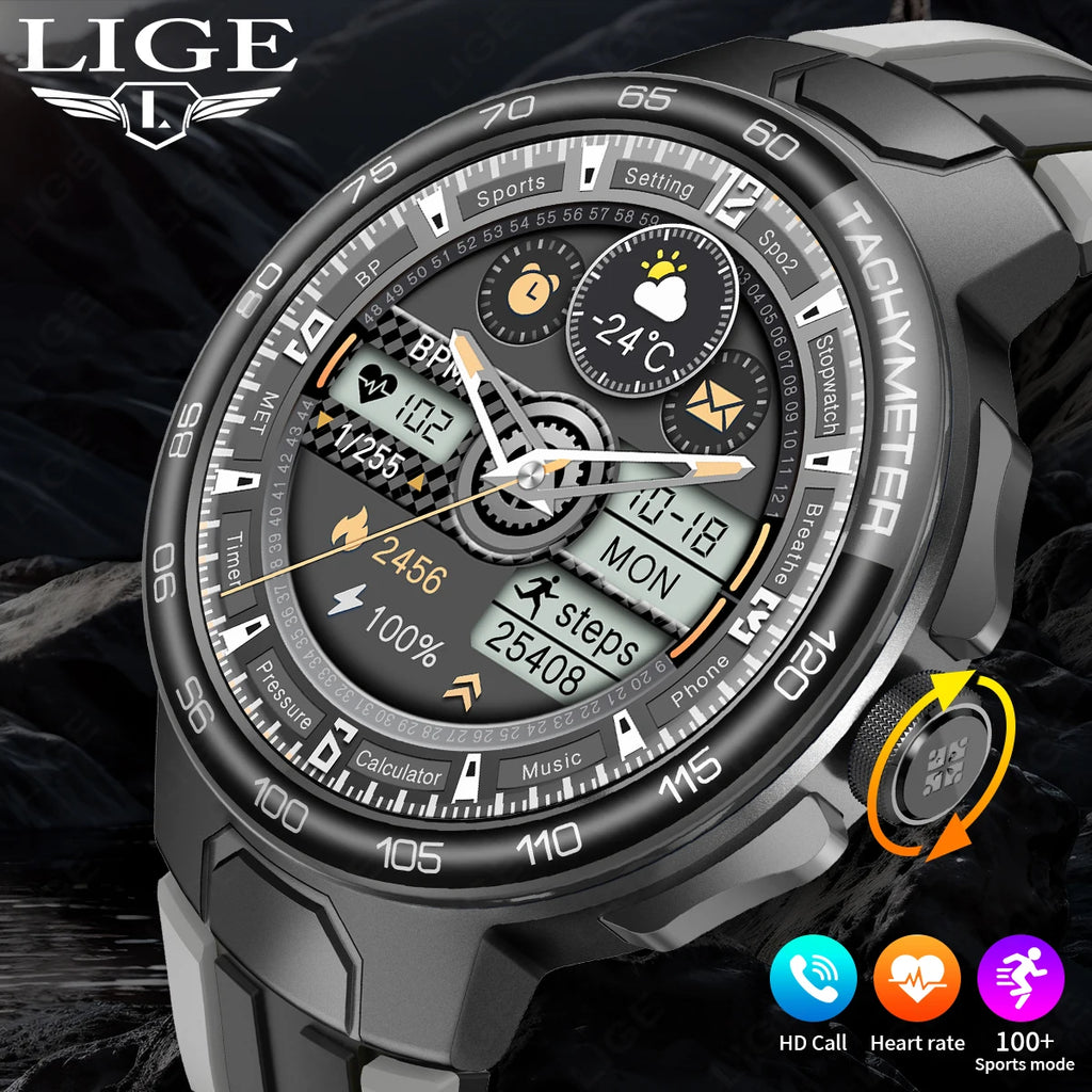 LIGE New Smart Watch Men 2024 NFC Smartwatches Message Remind Waterproof Fitness Sport Watch Bluetooth Call Music Men Smartwatch