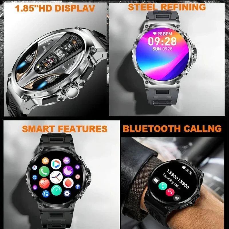 2026 New 1.85-inch ultra AMOLED smartwatch, GPS track, HD Bluetooth call; 710 mah large battery 400+ dial, suitable High end men