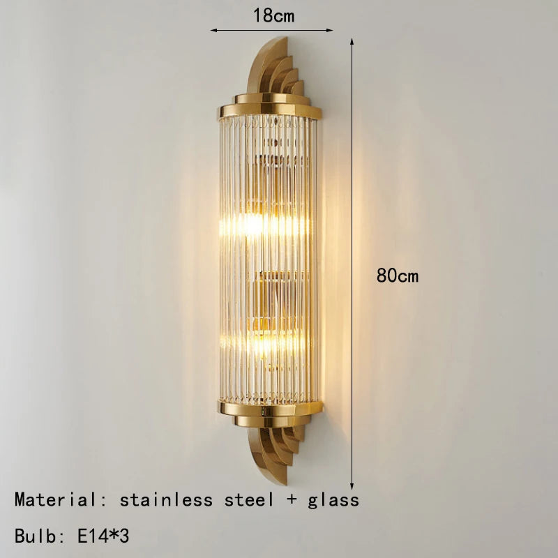 Art Decor Wall Light Clear Glass Gold Metal Creative Sconce Lamp For Living Room Hotel Indoor Bedroom E14 Bulb