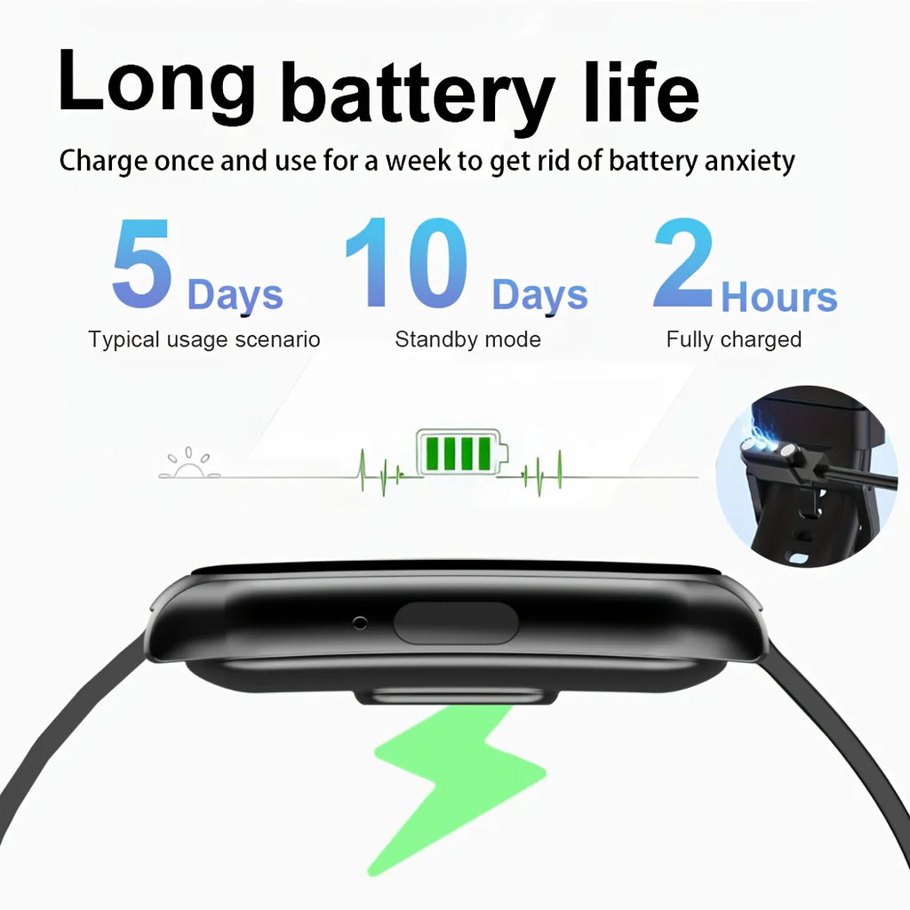 LAXASFIT New Smart Watch Bluetooth Calling Heart Rate&Sleep Monitoring Flashlight  Voice Assistant Men Women Smartwatch