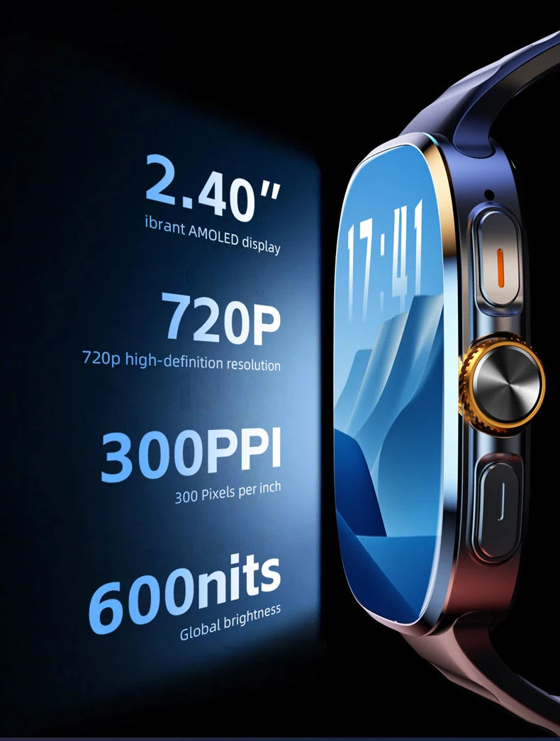 M99 Smart Watch Men's Watch SIM card 4G Android Google Play 2.4 inches 480*480  Amoled 32gG Memory GPS WIFI SmartWatches